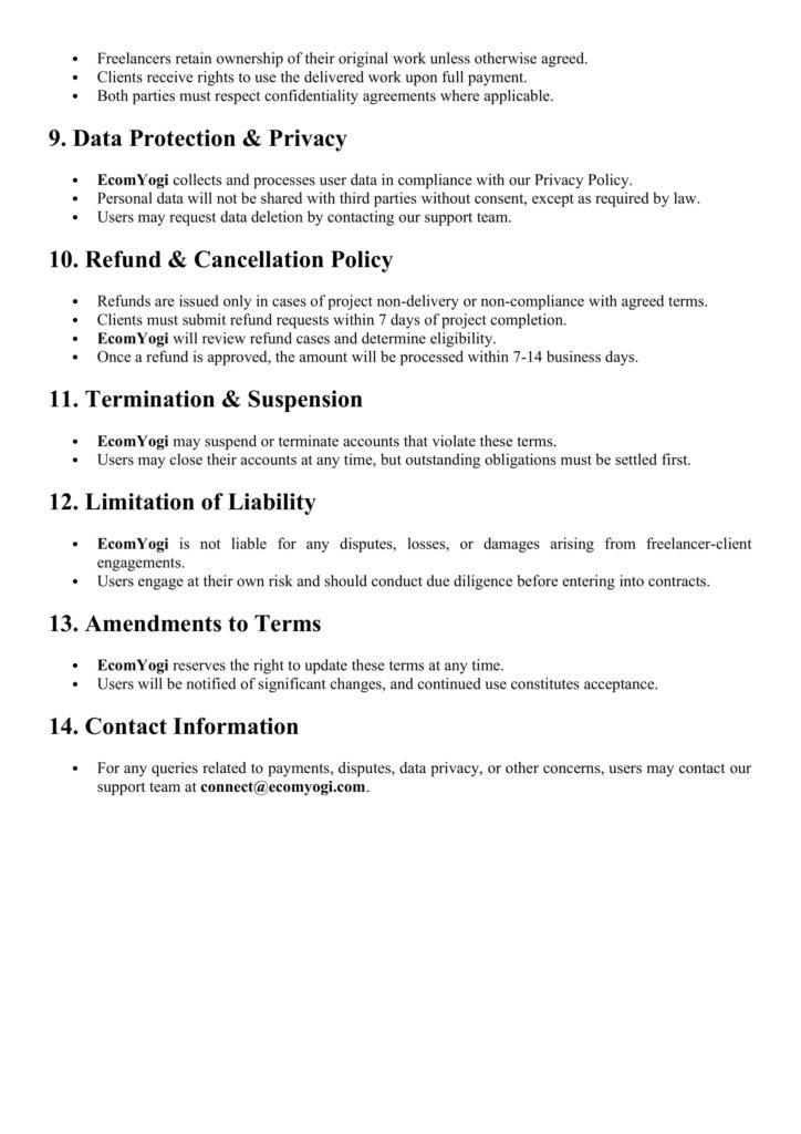 Terms & Conditions Page 2 EcomYogi
